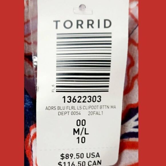 TORRID NEW Navy Floral Swiss Dot Button down Tea- Length Dress. - Picture 15 of 16